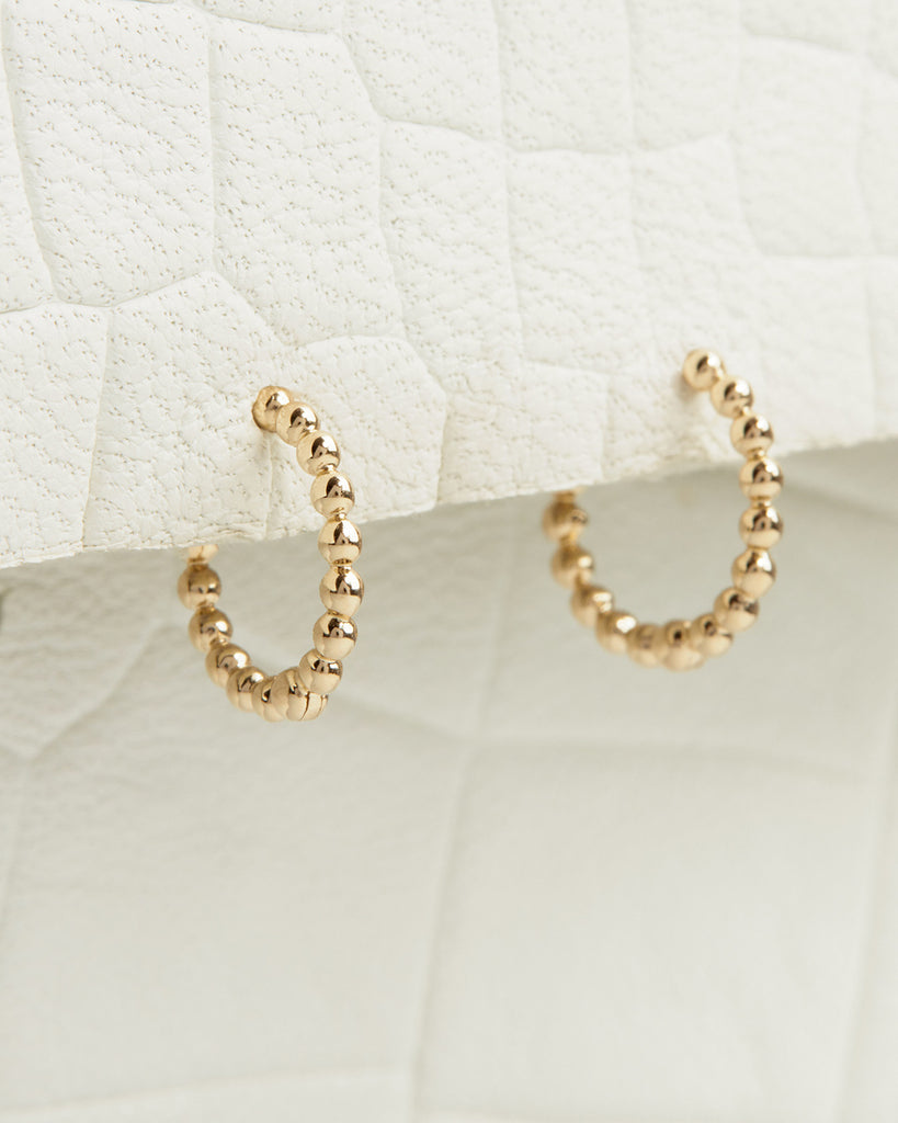 The Mini 14K Beaded Huggies