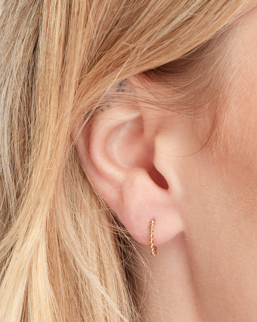 The Mini 14K Beaded Huggies