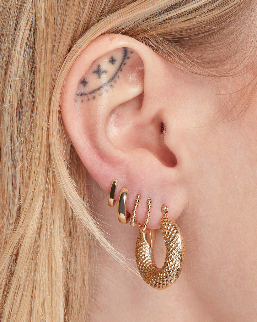 The Mini 14K Beaded Huggies