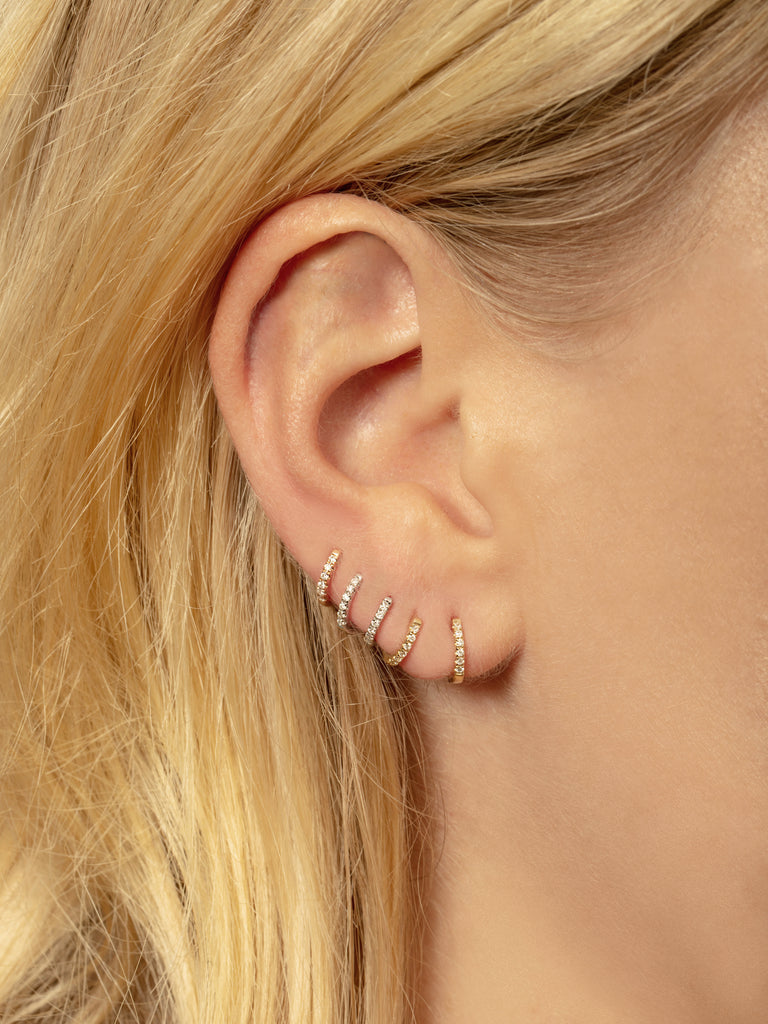 The 14K Classique Pavè Huggies- 9mm