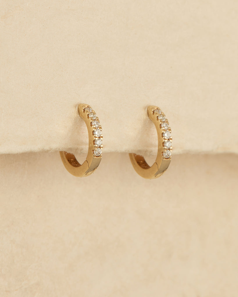 The 14K Classique Pavè Huggies- 9mm