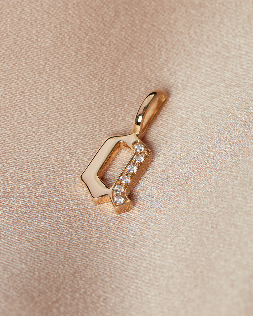 The Pave Gothic Initial Charm Necklace