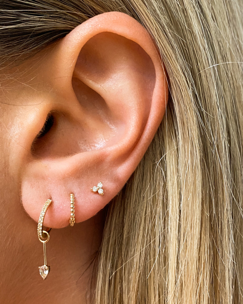 The Mini 14K Beaded Huggies