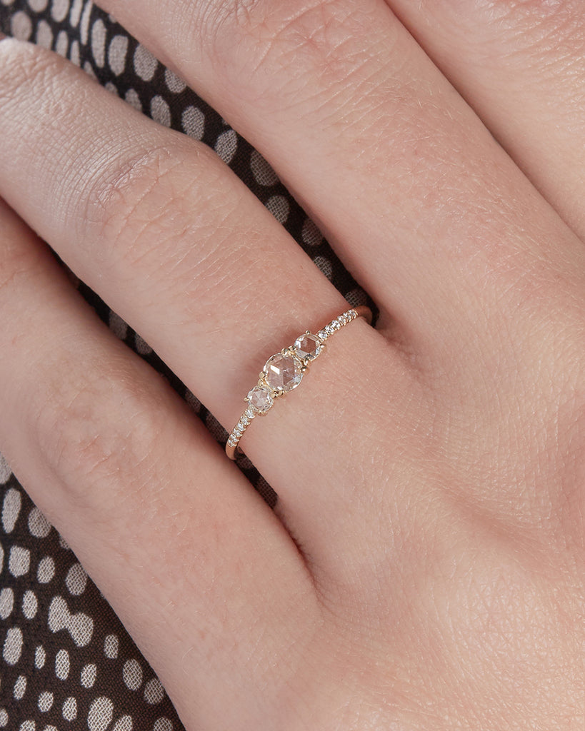 The Triple Rose Cut Ring with Pavè
