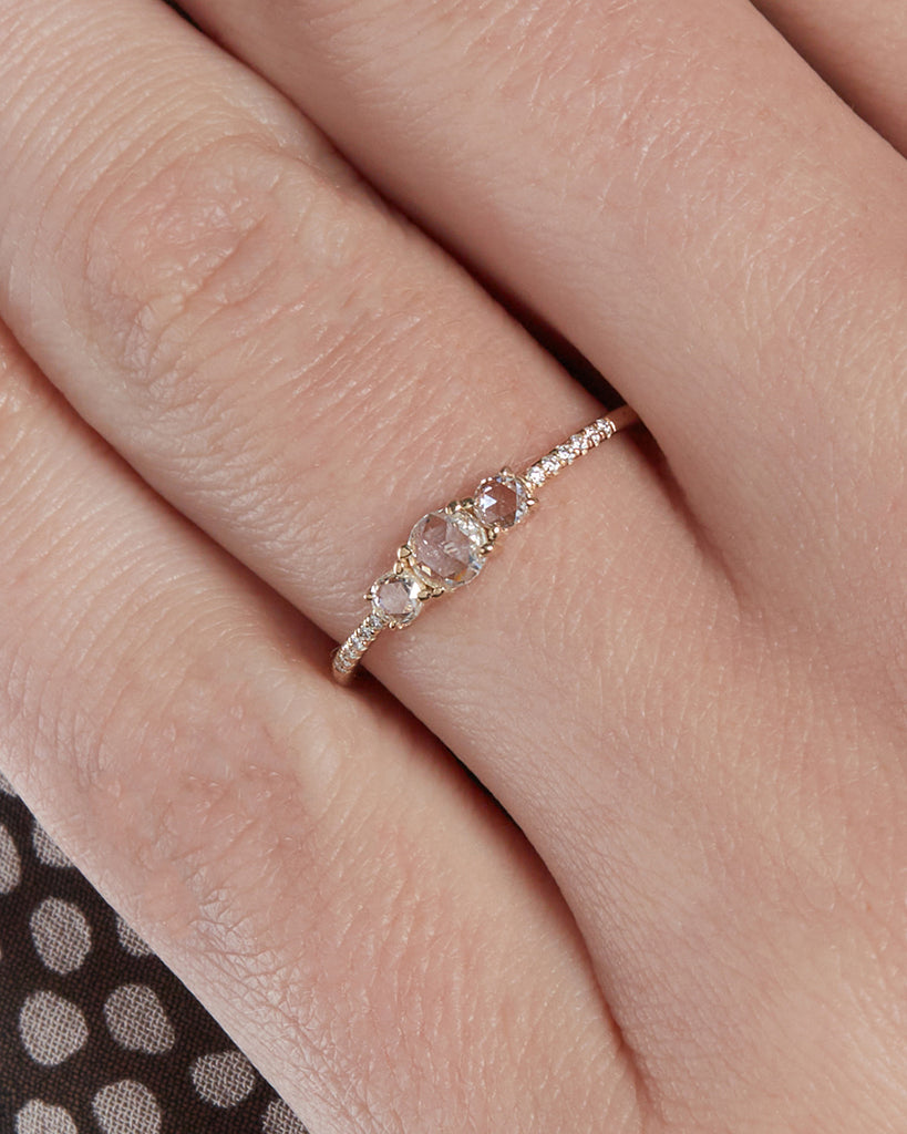 The Triple Rose Cut Ring with Pavè