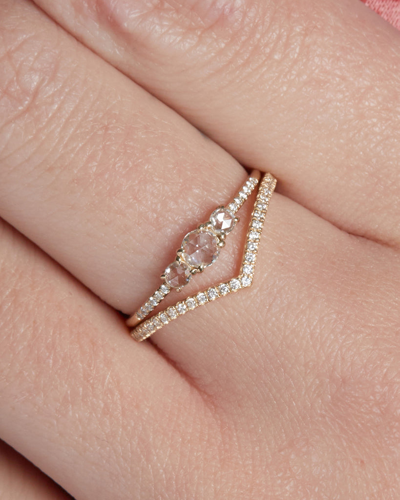 The Triple Rose Cut Ring with Pavè
