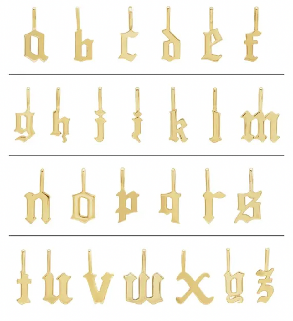 The Gothic Initial Charm Necklace
